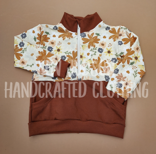 5t half zip sweater fall floral- organic