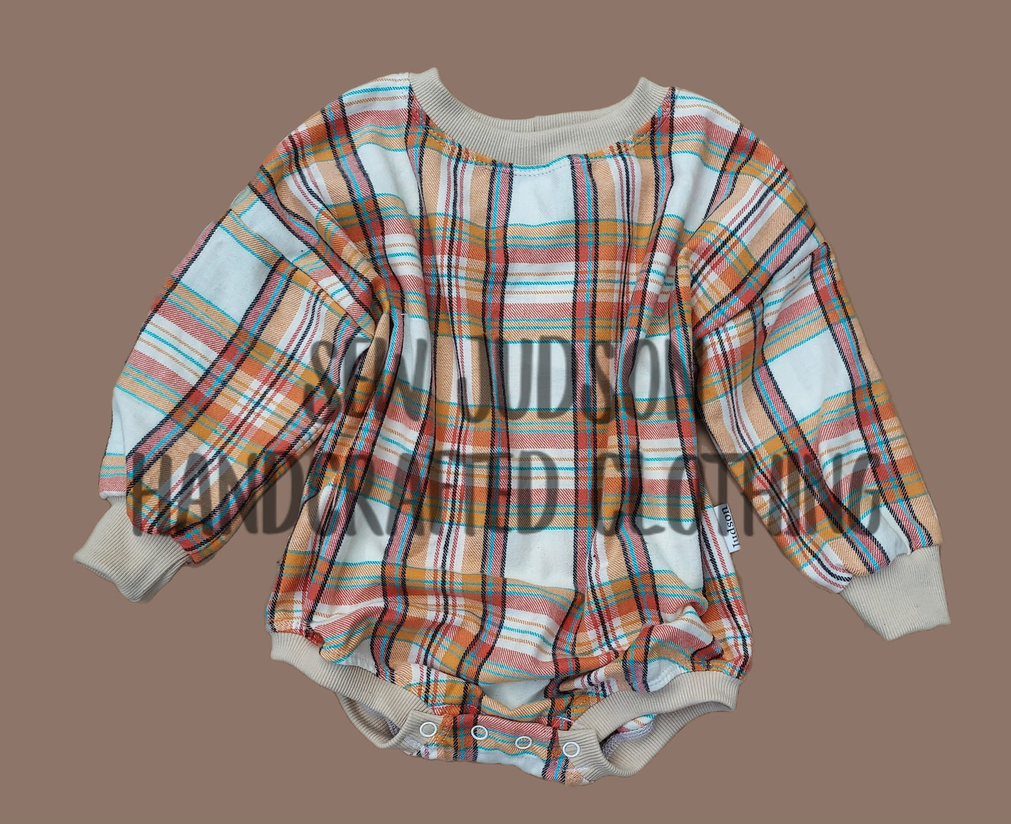 9/12m Thanksgiving plaid sweater romper