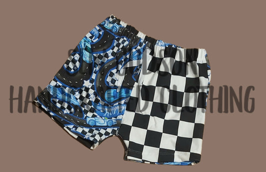 6/9m hot wheels play shorts- organic