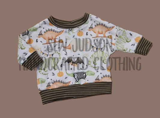 3/6m Halloween Dinos Dolman Sweater- ORGANIC